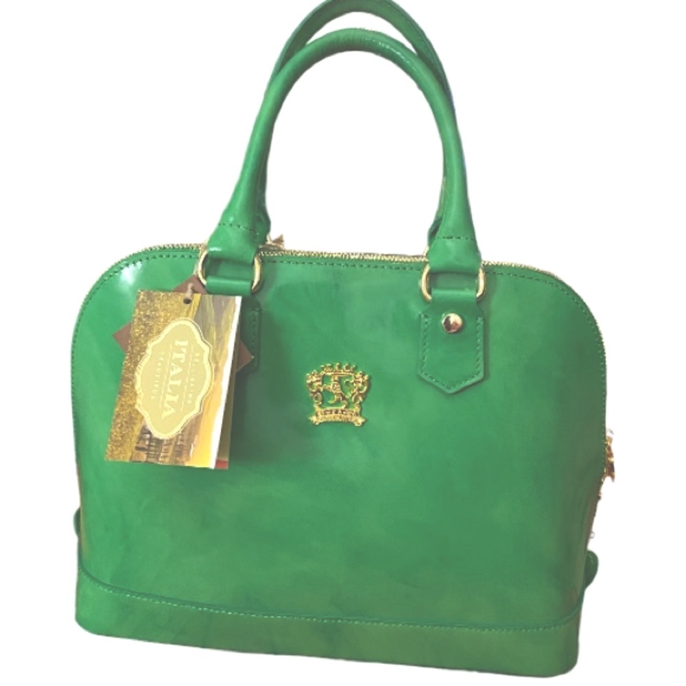 Italian leather, footed handbag
